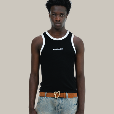 2 Tone Ribbed Tank Top (black)