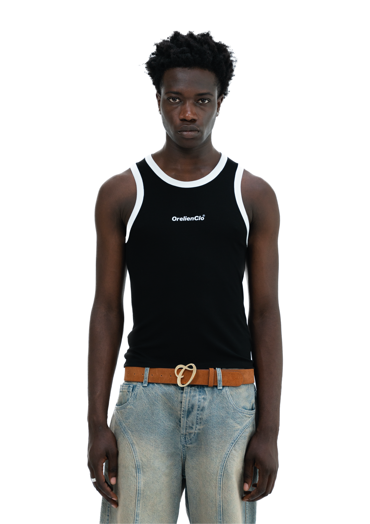 2 Tone Ribbed Tank Top (black)