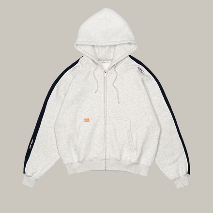 Light Grey Paneled Zip Hoodie (1on1)