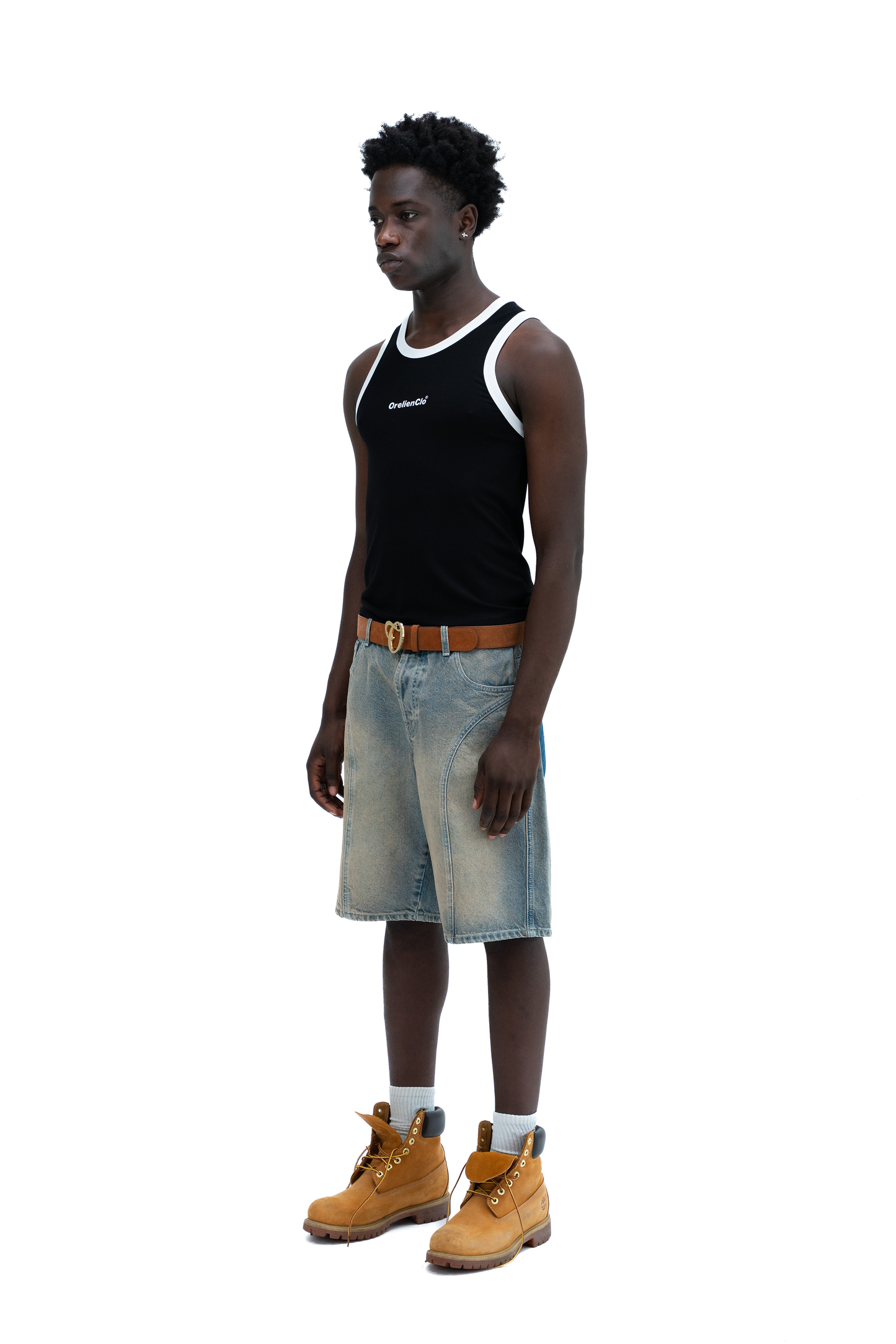 2 Tone Ribbed Tank Top (black)